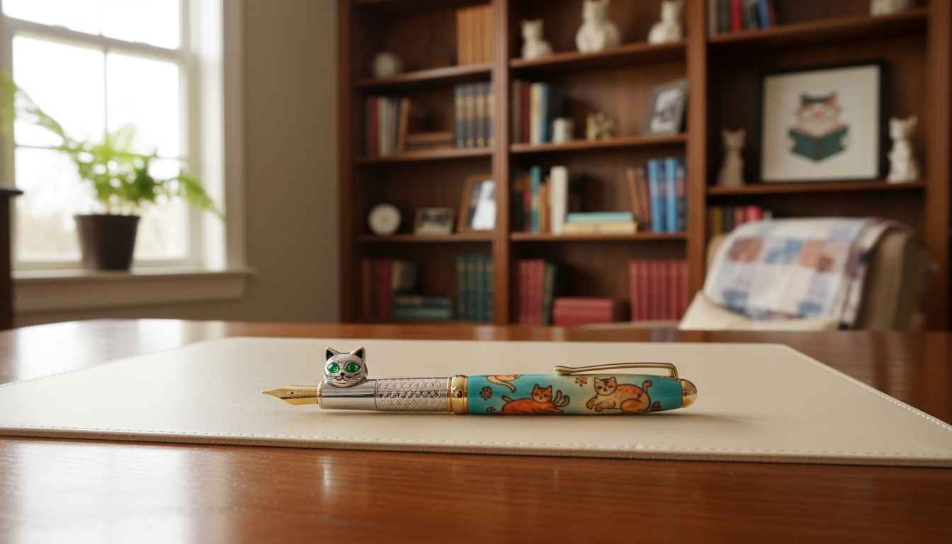 cat writing pen